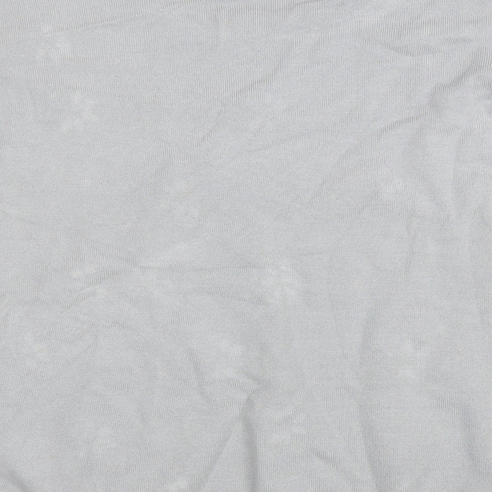 Classic Womens Grey Round Neck Floral Viscose Pullover Jumper Size S