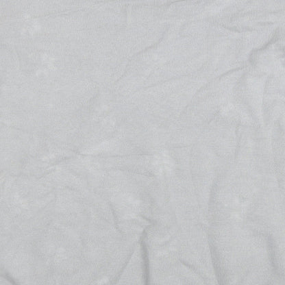 Classic Womens Grey Round Neck Floral Viscose Pullover Jumper Size S