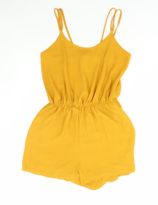 Love Womens Yellow Polyester Playsuit One-Piece Size S Tie