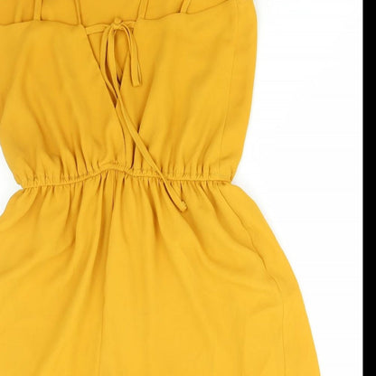 Love Womens Yellow Polyester Playsuit One-Piece Size S Tie