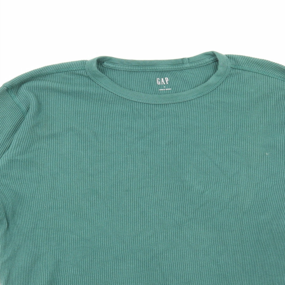 Gap Mens Green Round Neck Cotton Pullover Jumper Size S