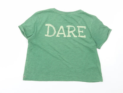 Womens UK Size 8 River Island Green Cropped T-Shirt