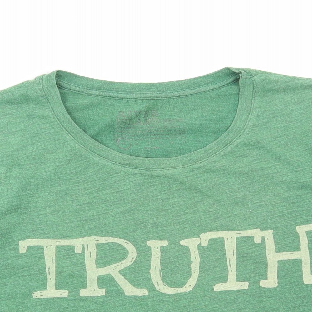 Womens UK Size 8 River Island Green Cropped T-Shirt