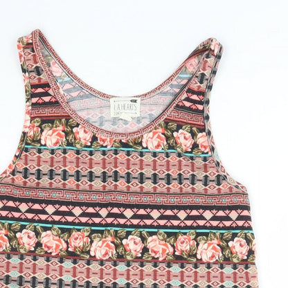 La Hearts Womens Multicoloured Floral Polyester Basic Tank Size XS Scoop Neck