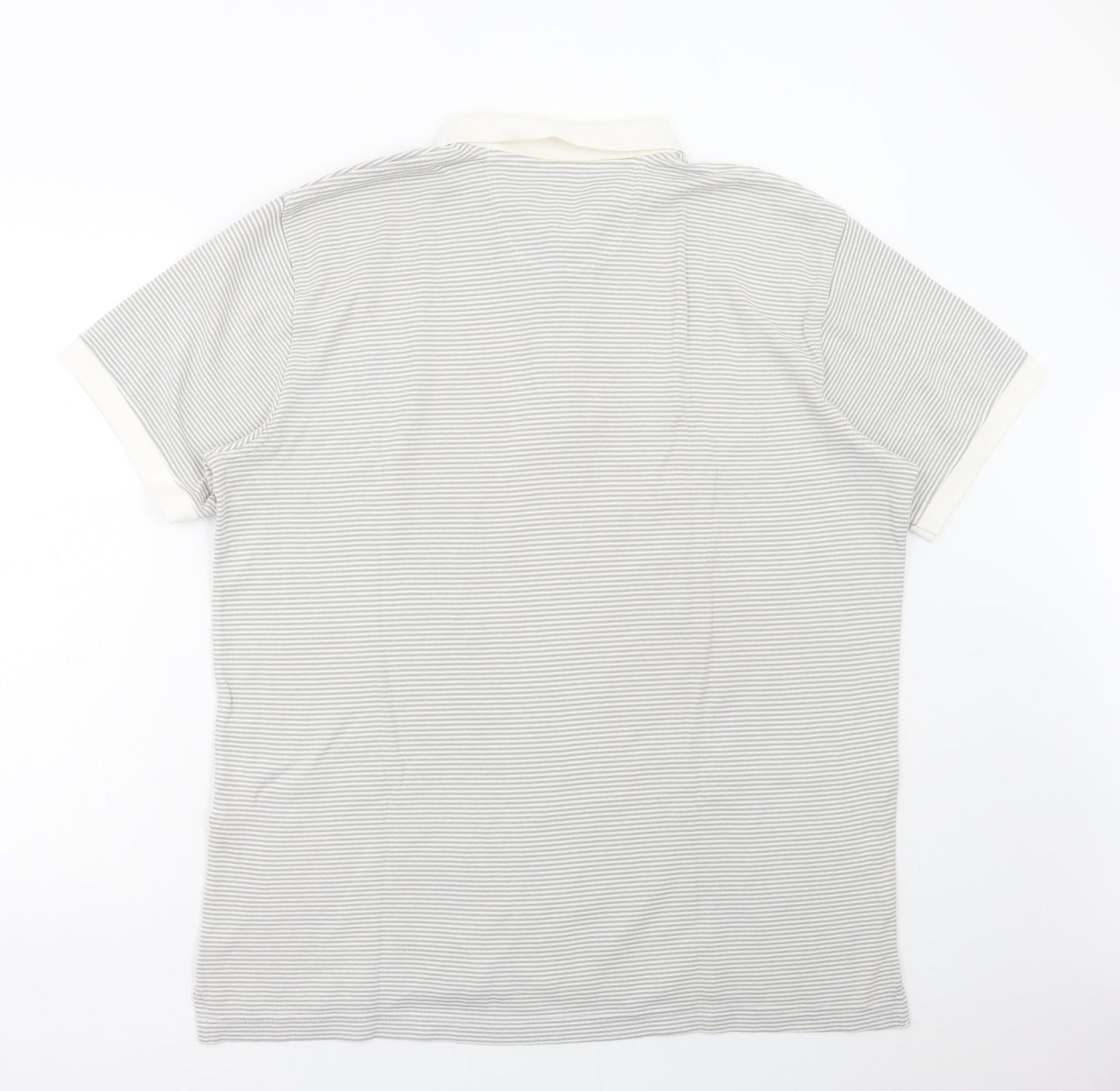 Eddie Bauer Womens Grey Striped Cotton Basic Polo Size L Collared