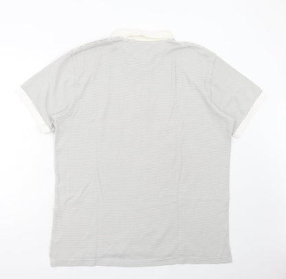 Eddie Bauer Womens Grey Striped Cotton Basic Polo Size L Collared