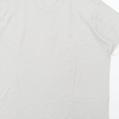 Eddie Bauer Womens Grey Striped Cotton Basic Polo Size L Collared