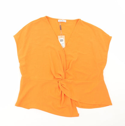 Womens UK Size XL Gallery Orange Basic Blouse