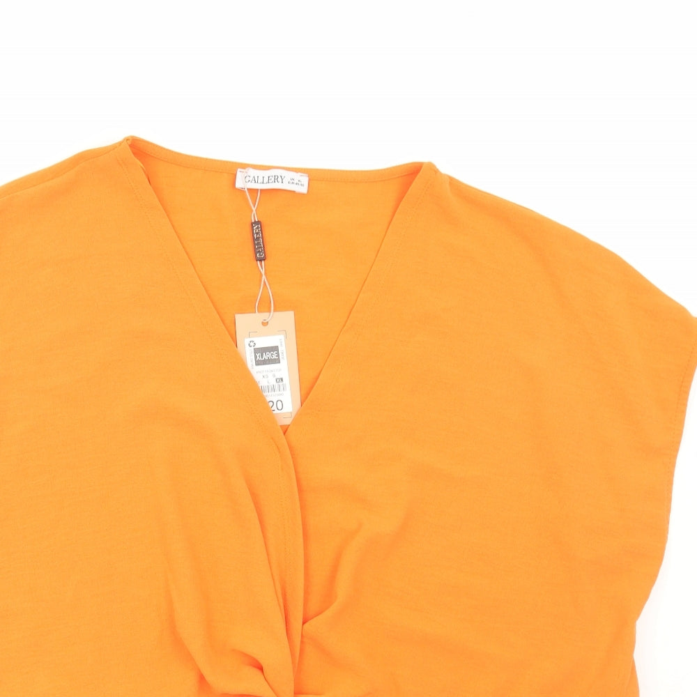 Womens UK Size XL Gallery Orange Basic Blouse