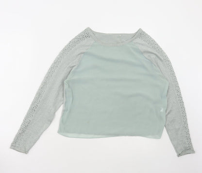 Womens UK Size M Preworn Green Pullover Jumper