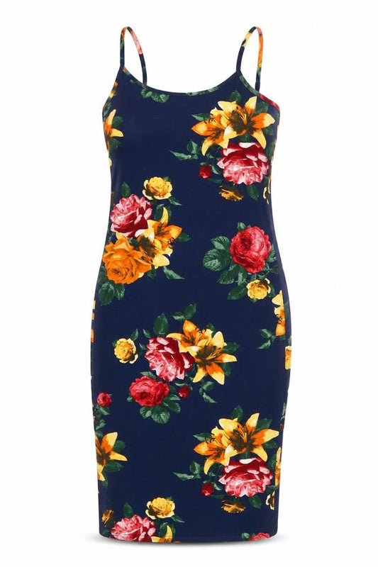 Shasa Womens Multicoloured Floral Polyester Tank Dress Size S Round Neck Pullover