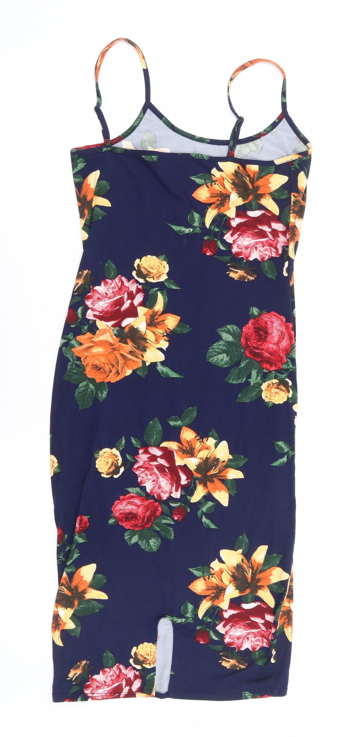 Shasa Womens Multicoloured Floral Polyester Tank Dress Size S Round Neck Pullover