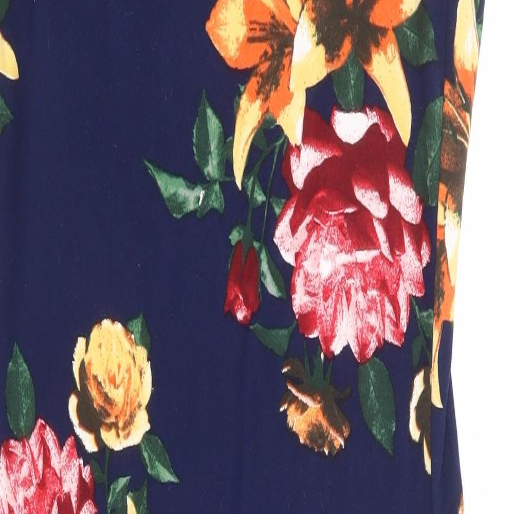Shasa Womens Multicoloured Floral Polyester Tank Dress Size S Round Neck Pullover