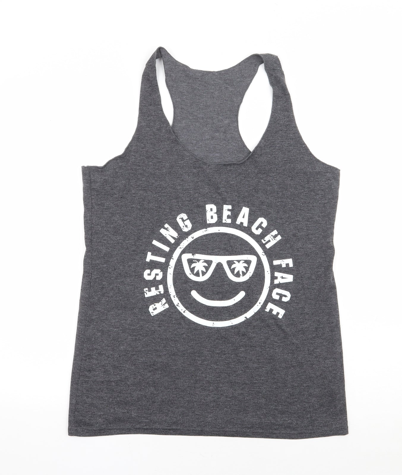 Womens UK Size L Preworn Grey Basic Tank