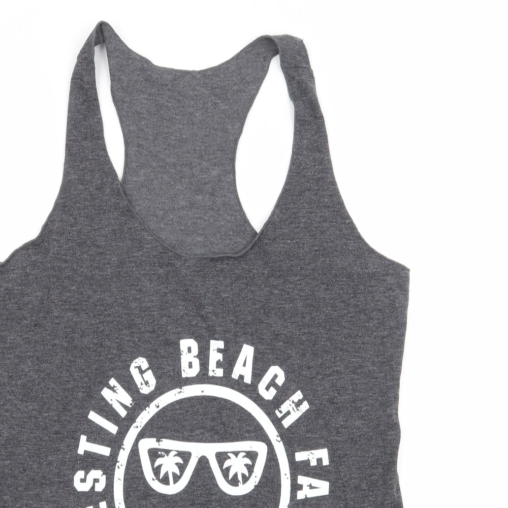 Womens UK Size L Preworn Grey Basic Tank