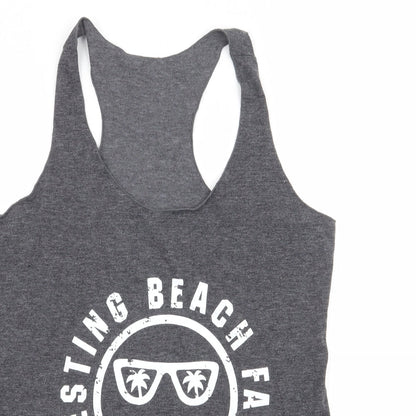 Womens UK Size L Preworn Grey Basic Tank