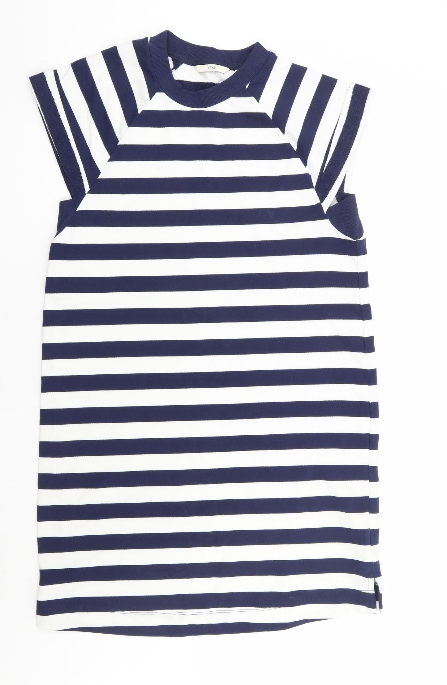 NEXT Womens Blue Striped Cotton Shift Size 12 Round Neck Pullover