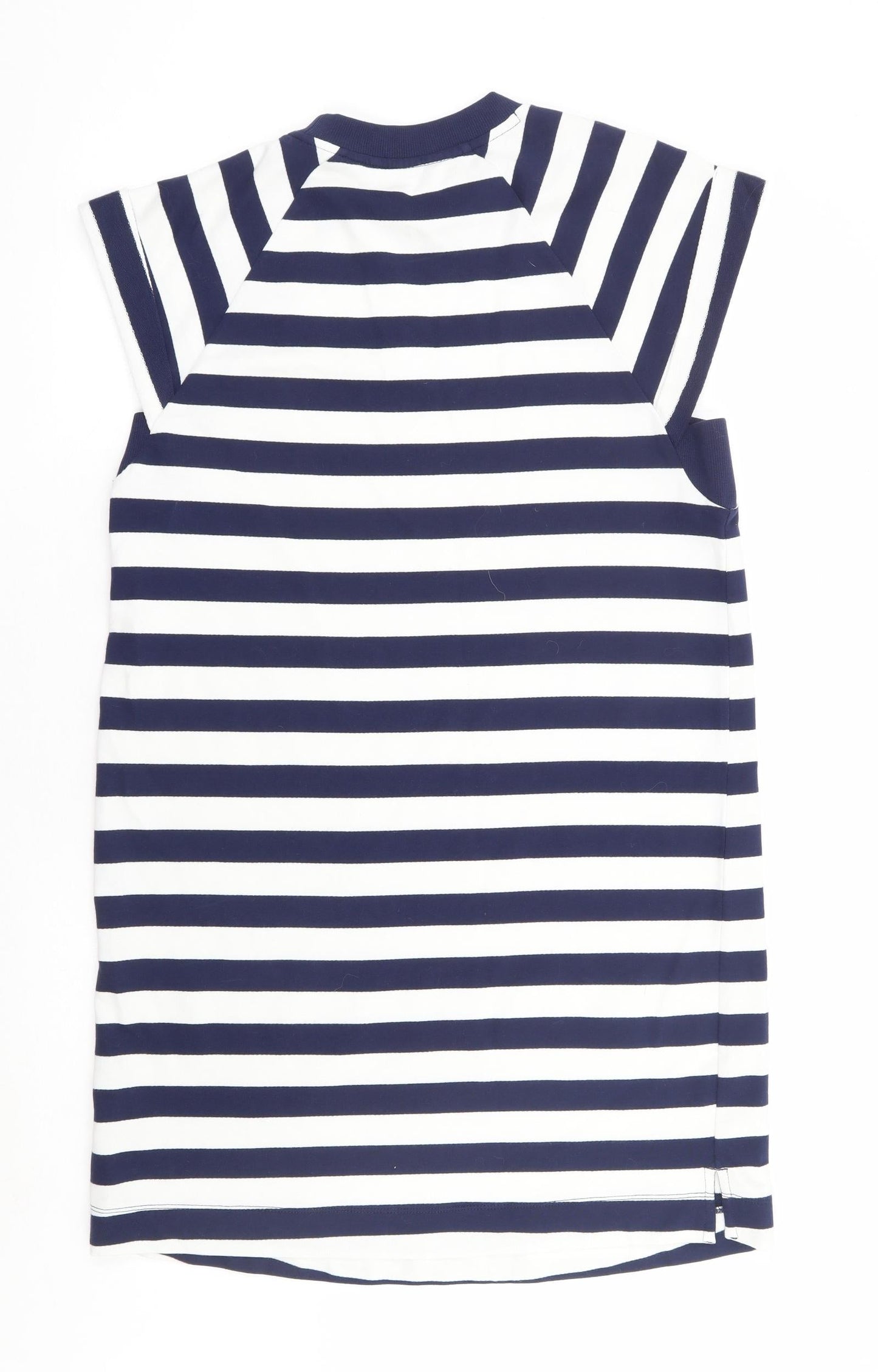 NEXT Womens Blue Striped Cotton Shift Size 12 Round Neck Pullover