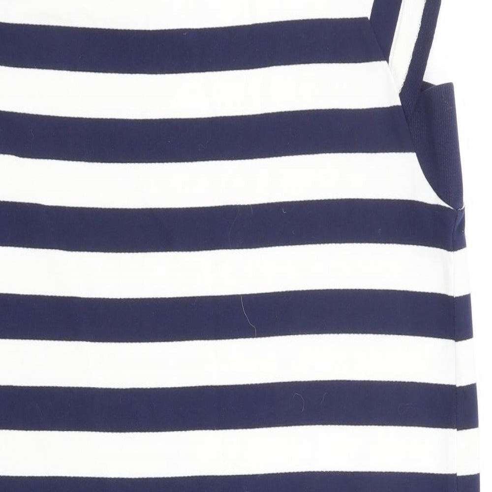 NEXT Womens Blue Striped Cotton Shift Size 12 Round Neck Pullover