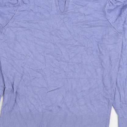 F&F Womens Blue Round Neck Viscose Pullover Jumper Size 6 - Lace Trim