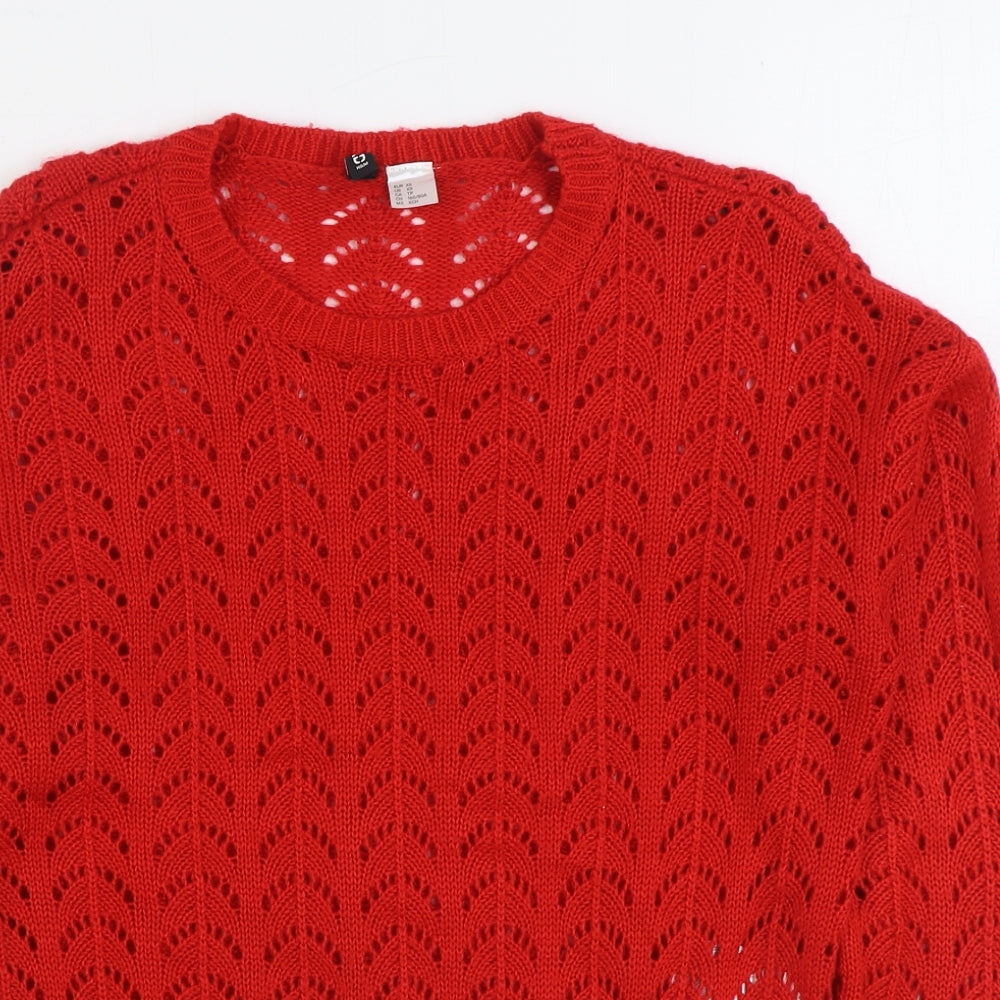 Womens UK Size XS Divided by H&M Red Pullover Jumper