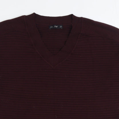 F&F Womens Purple V-Neck Viscose Pullover Jumper Size 14