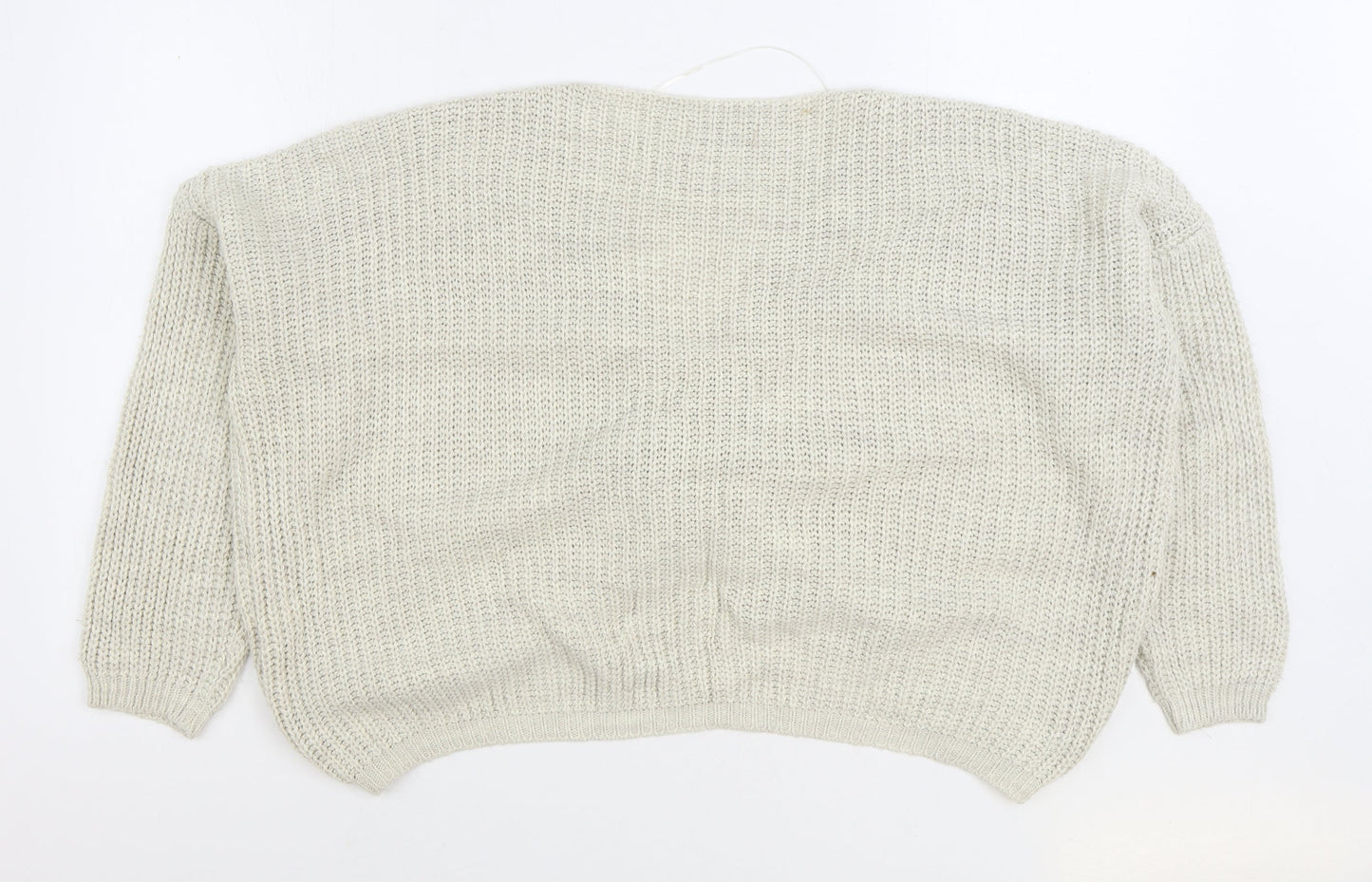 Luisa Ricci Womens Ivory V-Neck Acrylic Pullover Jumper Size M