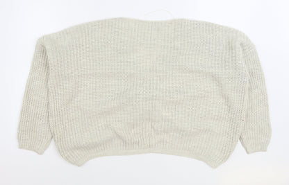 Luisa Ricci Womens Ivory V-Neck Acrylic Pullover Jumper Size M