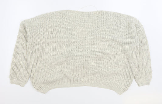 Luisa Ricci Womens Ivory V-Neck Acrylic Pullover Jumper Size M