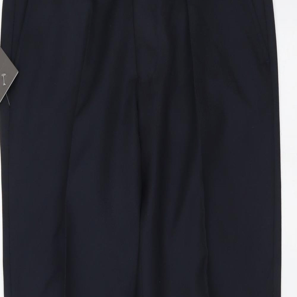 Merit Mens Blue Polyester Chino Trousers Size 32 in L29 in Regular Button