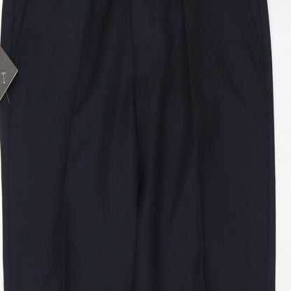 Merit Mens Blue Polyester Chino Trousers Size 32 in L29 in Regular Button