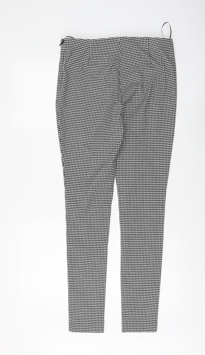 New Look Womens Black Check Cotton Chino Trousers Size 12 L30 in Regular Button