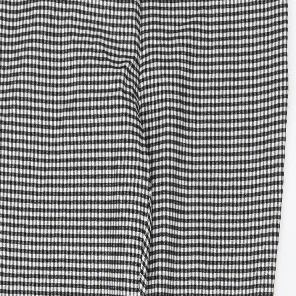 New Look Womens Black Check Cotton Chino Trousers Size 12 L30 in Regular Button