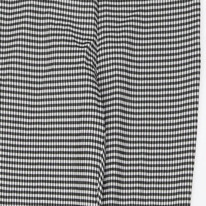 New Look Womens Black Check Cotton Chino Trousers Size 12 L30 in Regular Button
