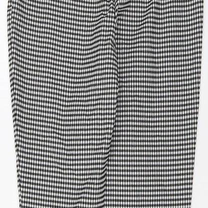New Look Womens Black Check Cotton Chino Trousers Size 12 L30 in Regular Button