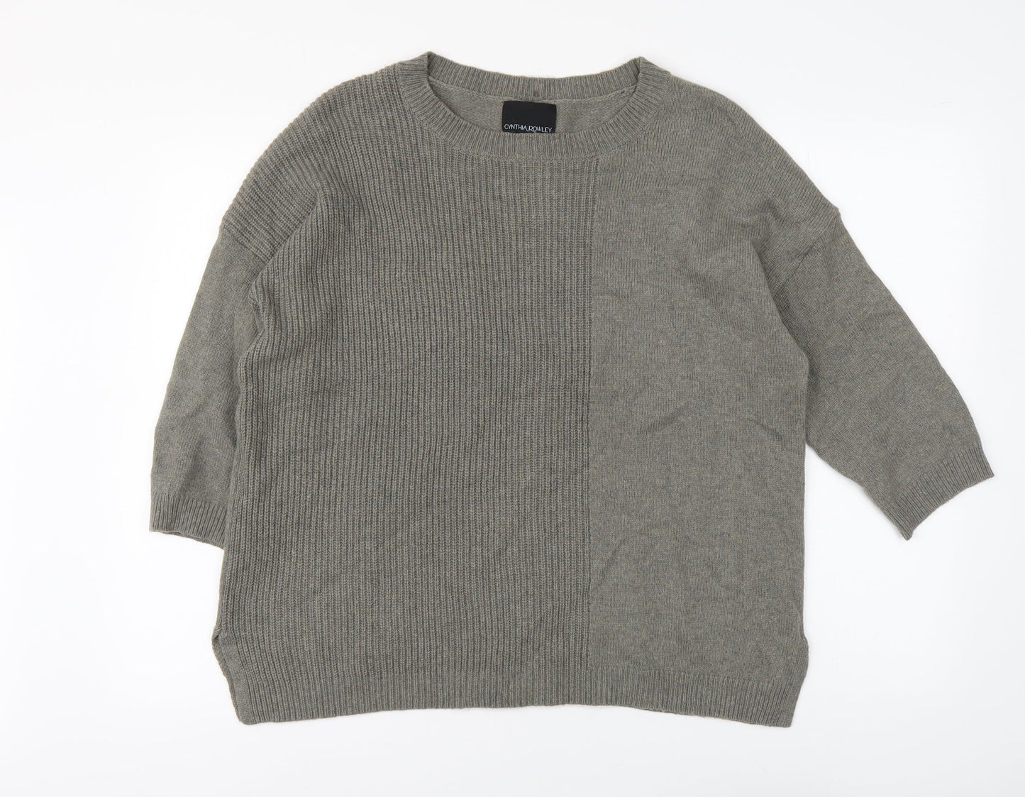 Cynthia Rowley Womens Grey Round Neck Acrylic Pullover Jumper Size L