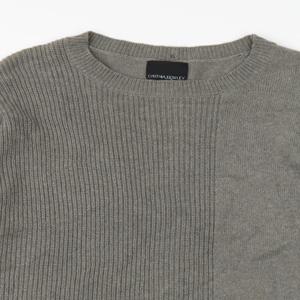 Cynthia Rowley Womens Grey Round Neck Acrylic Pullover Jumper Size L