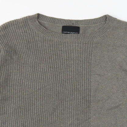 Cynthia Rowley Womens Grey Round Neck Acrylic Pullover Jumper Size L