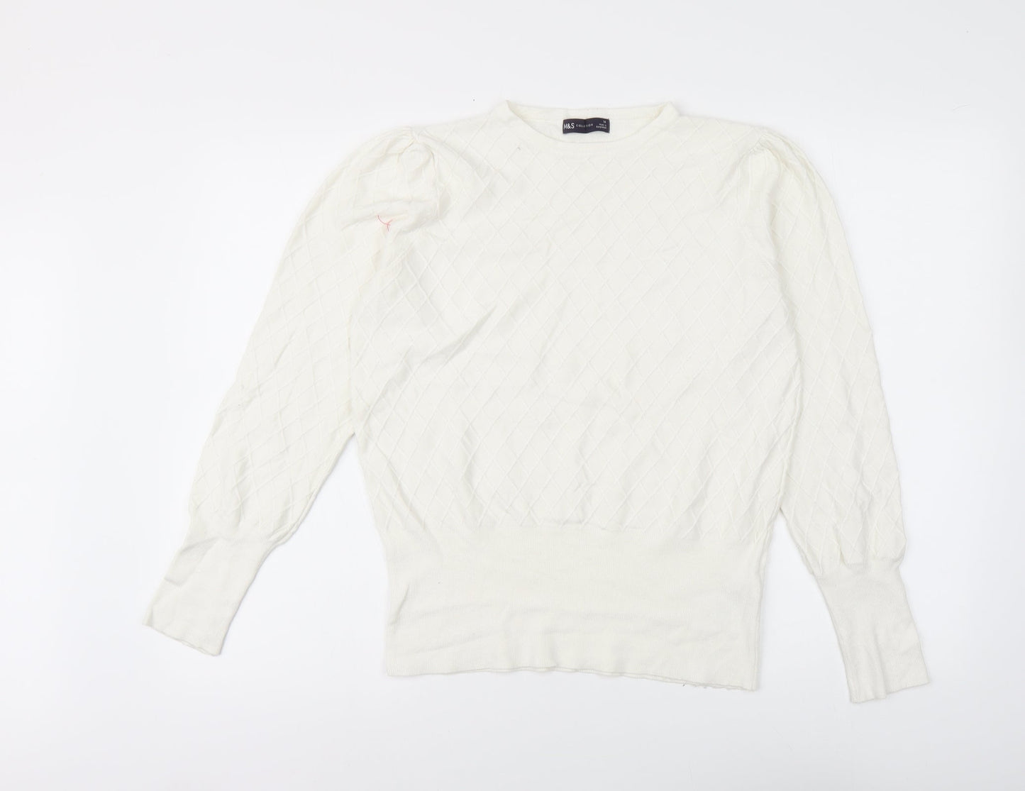 Womens UK Size 14 Marks and Spencer White Pullover Jumper