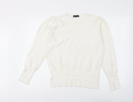 Womens UK Size 14 Marks and Spencer White Pullover Jumper