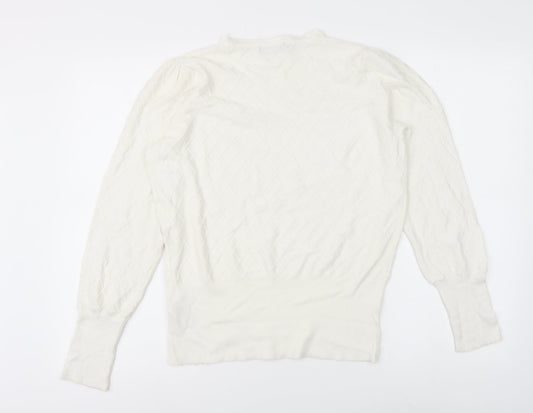 Womens UK Size 14 Marks and Spencer White Pullover Jumper