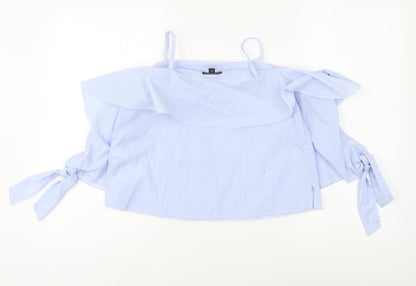 Womens UK Size 4 Topshop Blue Cropped Blouse