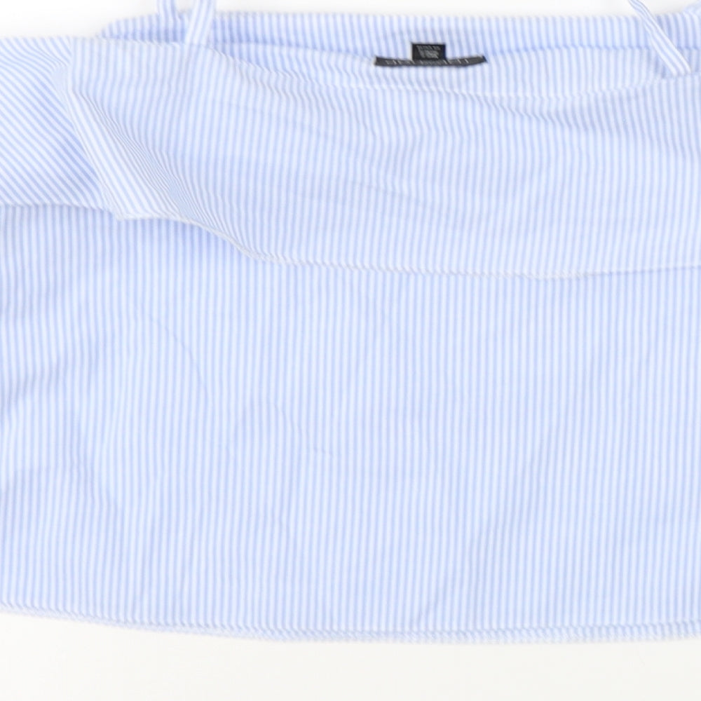 Womens UK Size 4 Topshop Blue Cropped Blouse