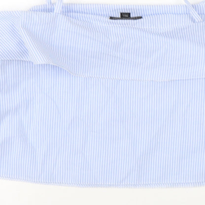 Womens UK Size 4 Topshop Blue Cropped Blouse