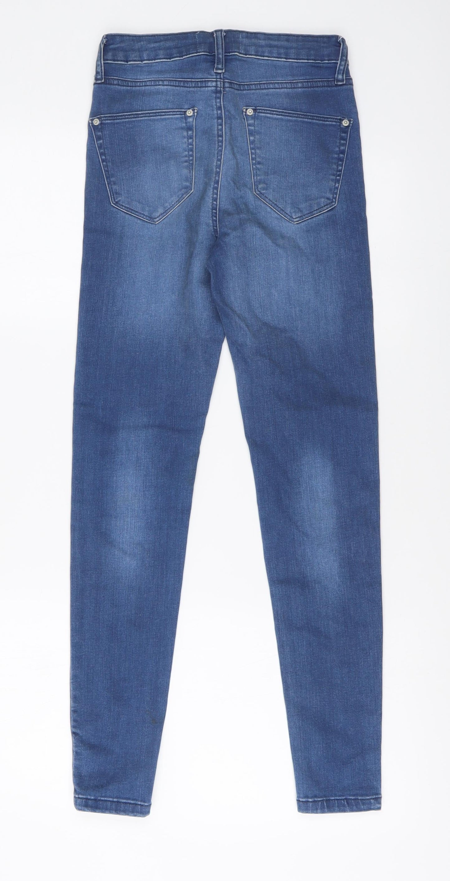 Miss Selfridge Womens Blue Cotton Skinny Jeans Size 6 L27 in Regular Button