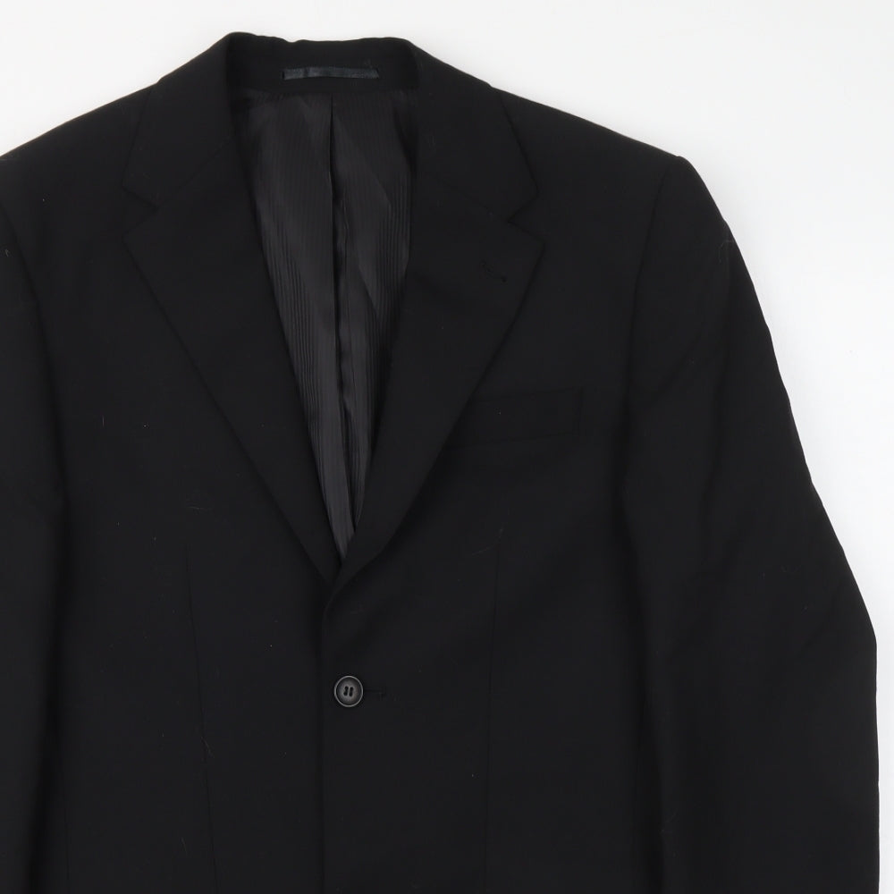 George Mens Black Polyester Jacket Suit Jacket Size 36