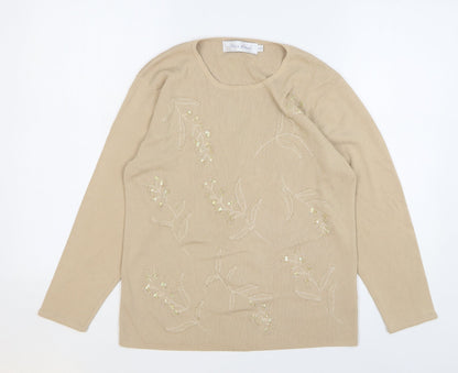 Womens UK Size 14 Pure & Natural Beige Basic T-Shirt