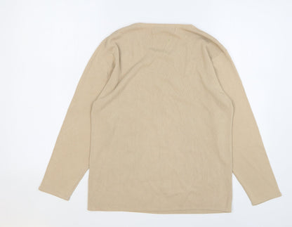 Womens UK Size 14 Pure & Natural Beige Basic T-Shirt