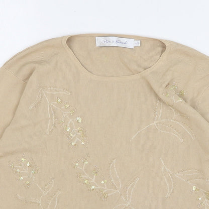 Womens UK Size 14 Pure & Natural Beige Basic T-Shirt