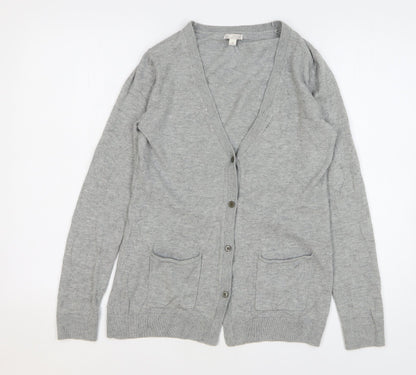 Gap Womens Grey V-Neck Nylon Cardigan Jumper Size S